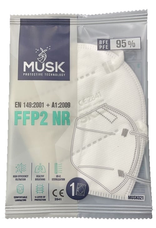 MASCHERINA FFP2 BIANCA MUSK 10PZ